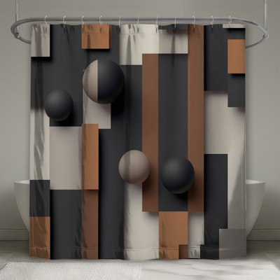 Geometric Shapes Composition Shower Curtains Extra Long