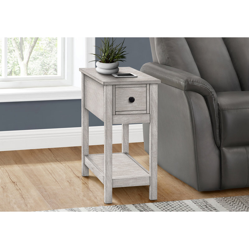 Table d'appoint, bout, table d'appoint, 2 niveaux, étroit, chambre à coucher, lampe, tiroir de rangement, Gris