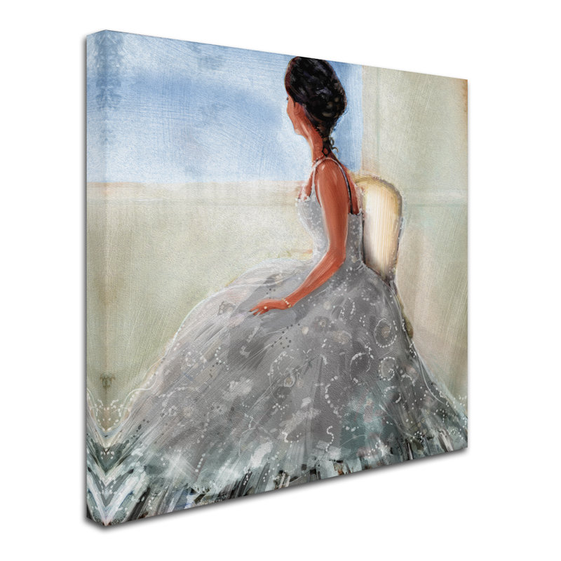 Lady in the Window Blue Dress Canvas Art, 24" x 24"