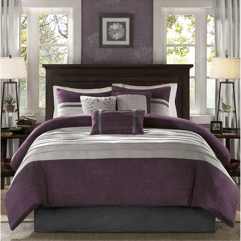 Ensemble d'édredon 7 pièces, Mauve, Édredon grand + 6 pièces supplémentaires