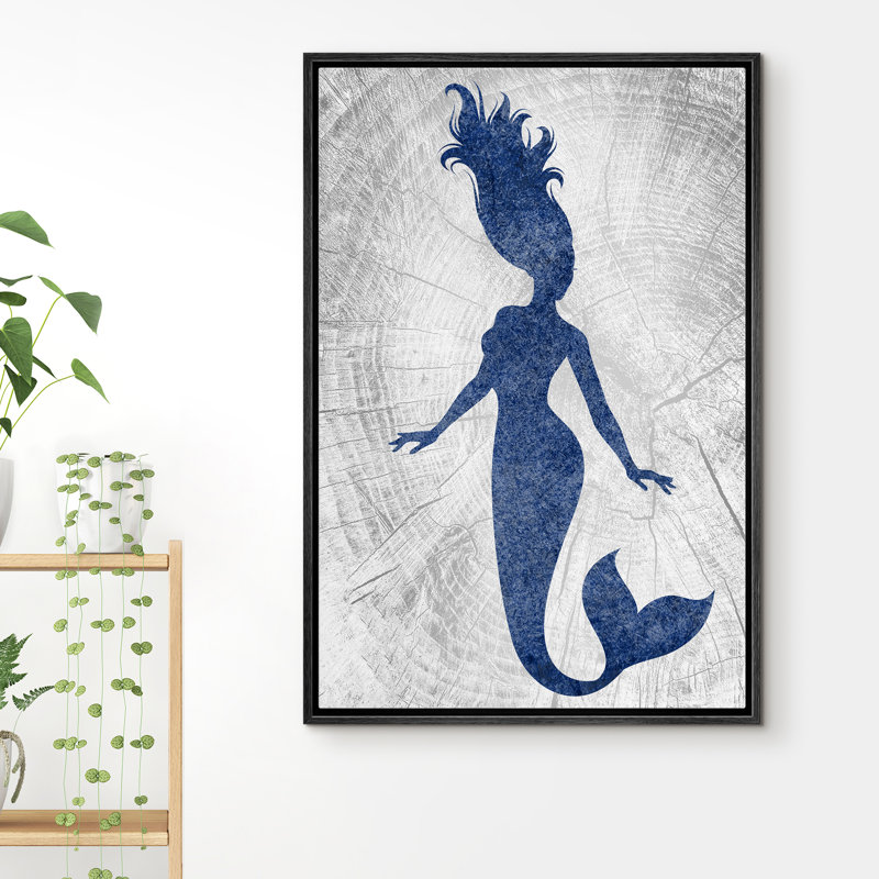 «Mermaid In The Graphite» - Reproduction sur toile flottante, H 36 po x l 24 po x P 1,5 po, Cadre noir