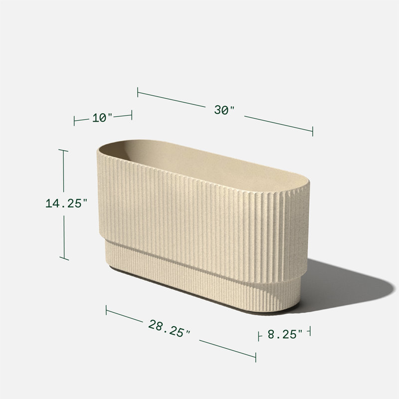 Sand 30" Concrete-Composite Fluted Long Planter