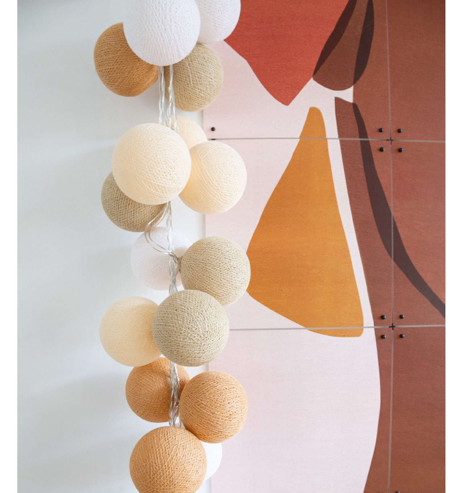 149" Globe String Lights, Yellow/White, 5" H x 149" L x 5" D, 20 Lights