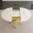 Modern And Simple Round Dining Table With Extendable Blades, Carbon Steel X-Shaped Base, Sturdy And Durable