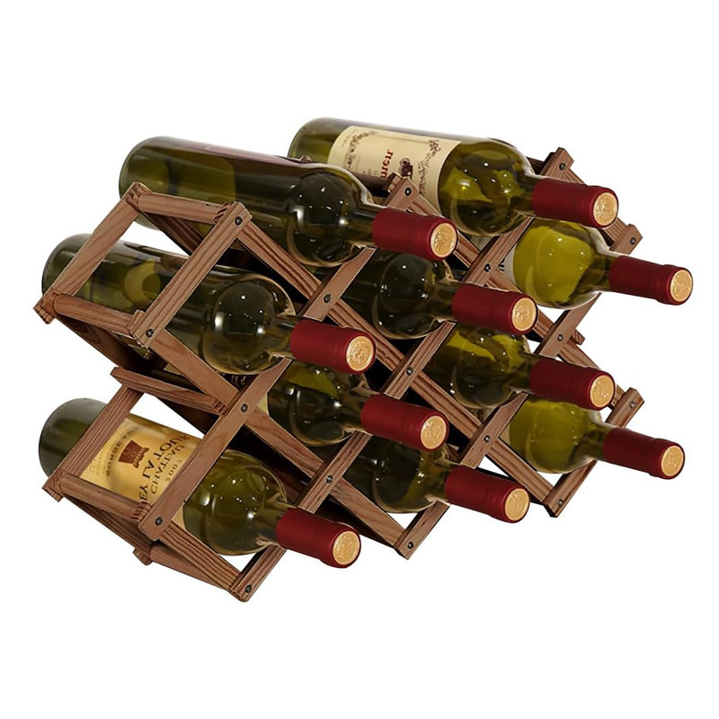 Friedler Tabletop Wine Bottle & Glass Rack Brown