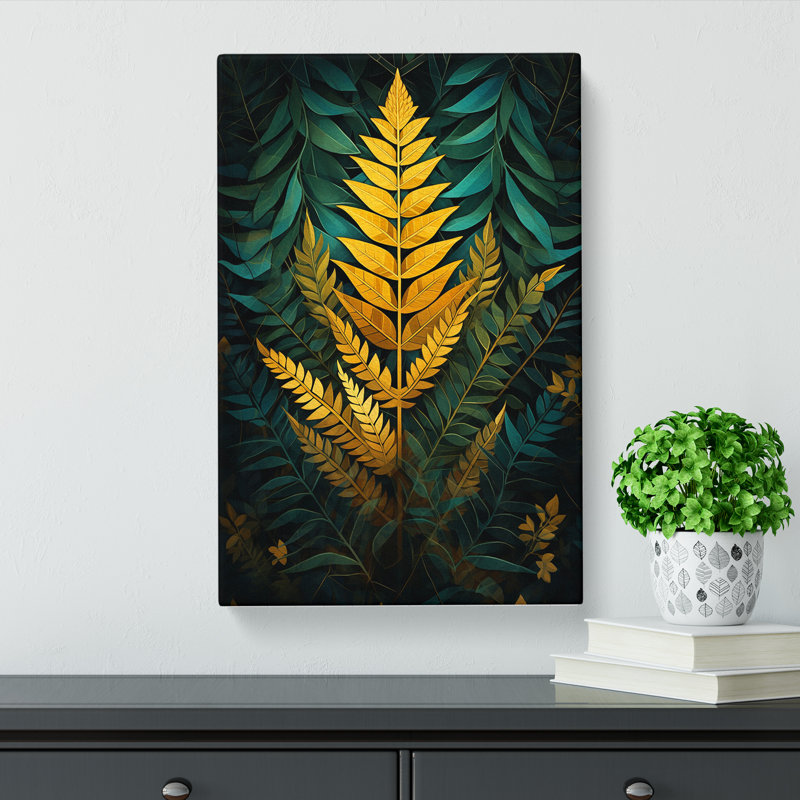 Fern Leaf Geometric No.2 - Wrapped Canvas, 76cm H x 50cm W x 3cm D
