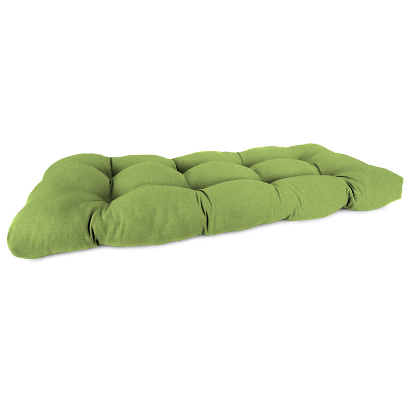 46" x 19" Contoured Outdoor Wicker Bench Cushion, McHusk Leaf Green