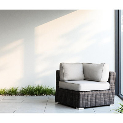 Brown Sectional Corner - Chair With Weather Frame, Removable Washable Covers, And Modular Design For Outdoor Spaces Wedge Water Cushions, Scratch Nylon Feet Year Round Use