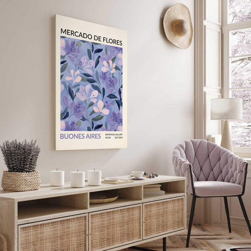 Impression sur toile, "Marché aux fleurs", Blanc opaque, Toile tendue, H 12 po x l 8 po