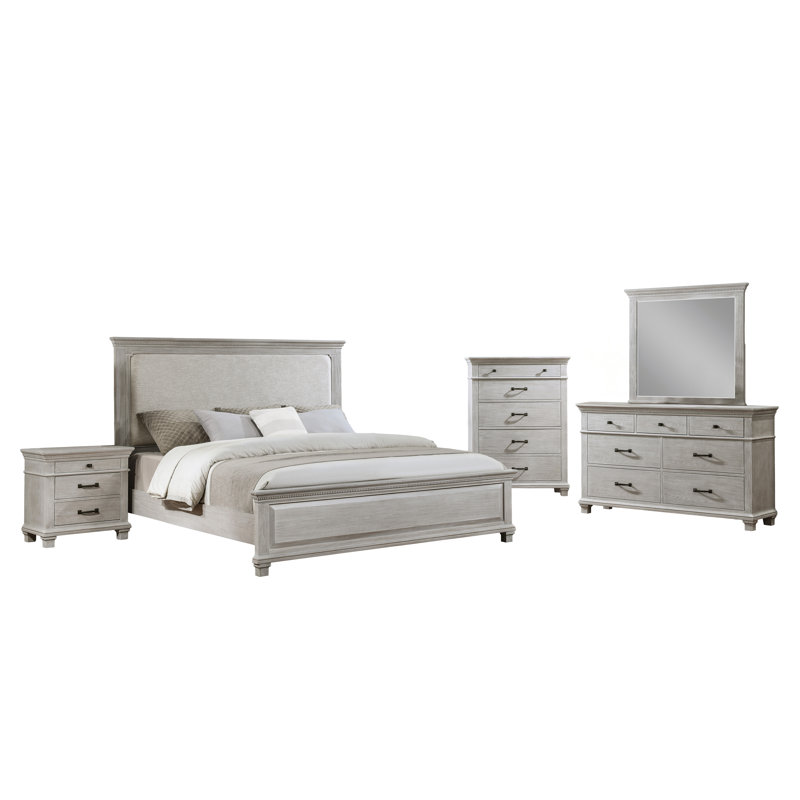 Ensemble de chambre avec très grand lit en bois 5 pièces Izaguirre, Très grand