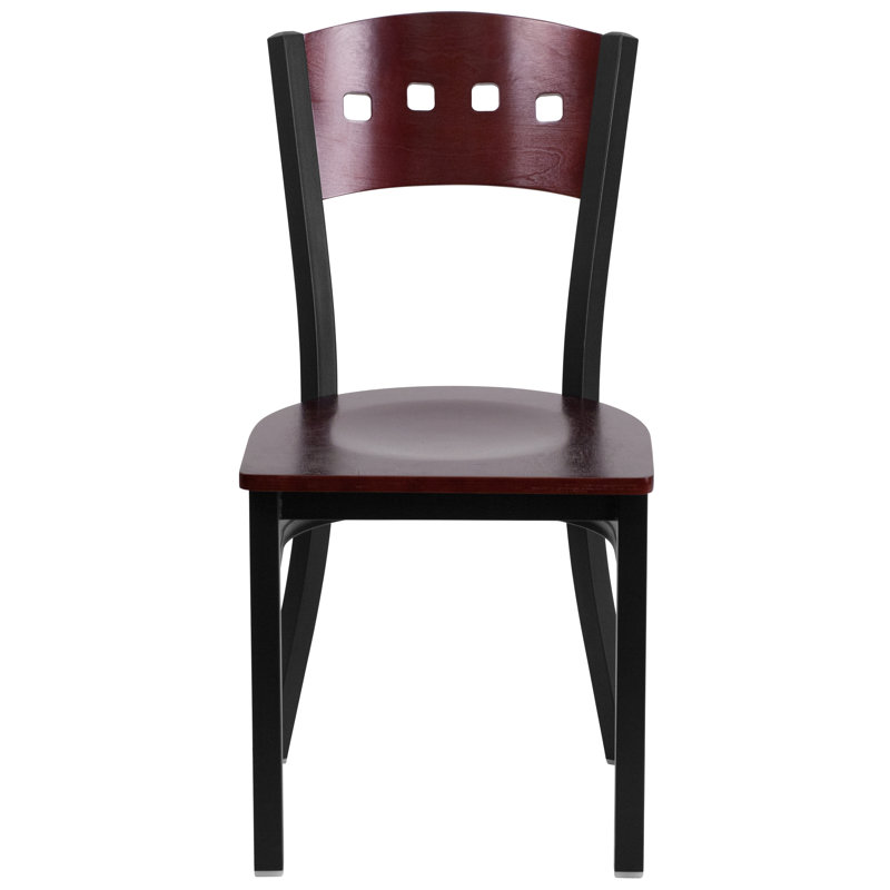 Jyun Decorative 4 Square Back Metal Restaurant Chair, Matte Teal