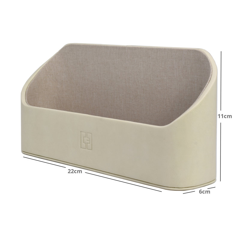 Faux Leather Desk Organiser, Beige