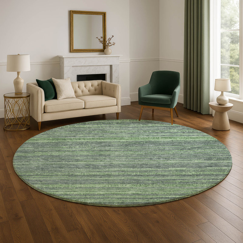 Premium Machine Washable Arnoldina AMF1846 Stripes Rug, Round 8'