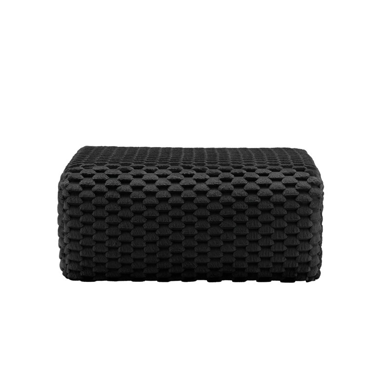 Repose-pieds rembourré noir en flanelle rectangulaire