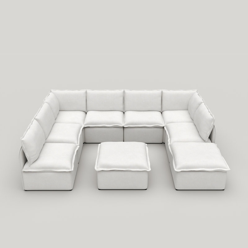 Canapé modulaire modulaire 9 pièces Advait, combinaison libre avec structure en fer léger et repose-pieds Advait