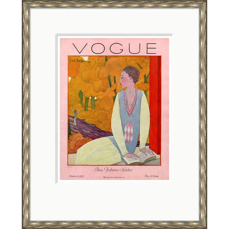 Vogue Cover, Paris Fashions, Georges Lepape, October 15, 1925 Print by Georges Lepape, Silver