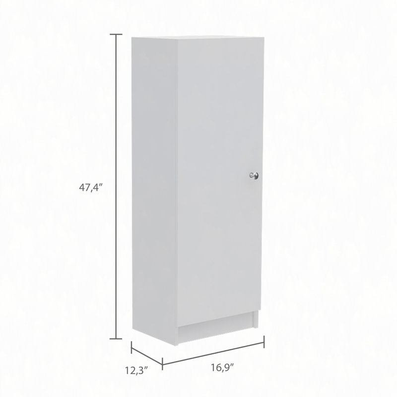Belleria Single Door Pantry Storage Cabinet With Four Interior Shelves