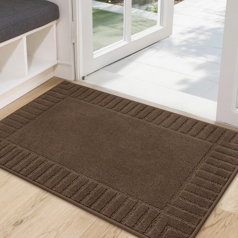Tapis d'entrée antidérapant, antidérapant et résistant à la saleté, lavable à la machine, Brun, L 24 po x L 36 po