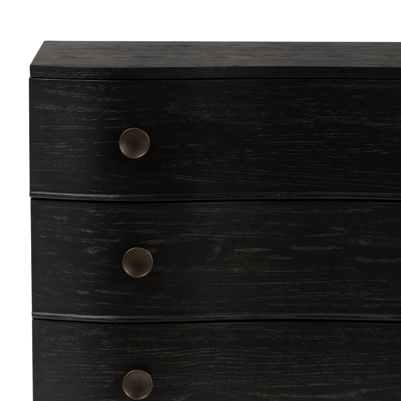 Tiago 3 - Drawer Solid Wood Nightstand, Distressed Black