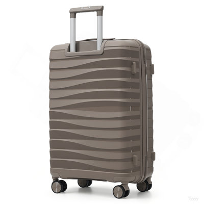 Ensemble de valises de voyage en PP de qualité supérieure, ensemble de valises à verrou TSA de 3, 20, 24 et 28 pouces avec roues pivotantes à 360 °, brun clair