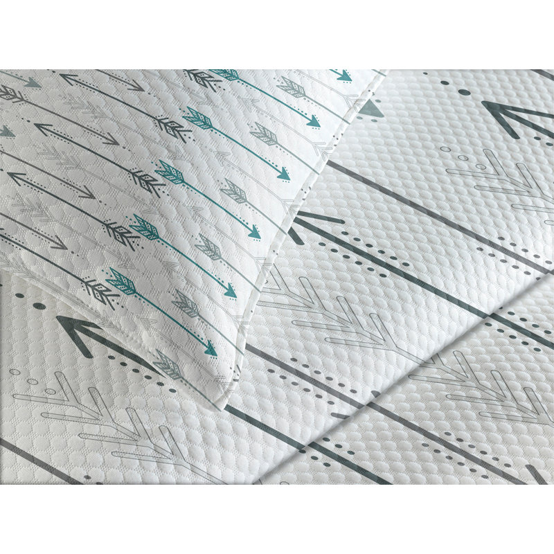 Ambesonne Retro Bedspread Arrow Pattern Horizontal, King Bedspread + 2 Standard Shams