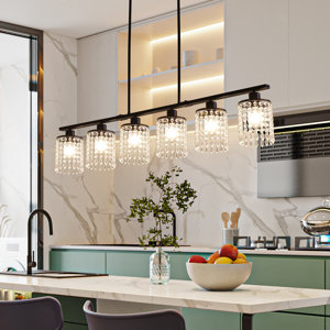 Insley 6 - Light Crystal Linear Kitchen Island Pendant