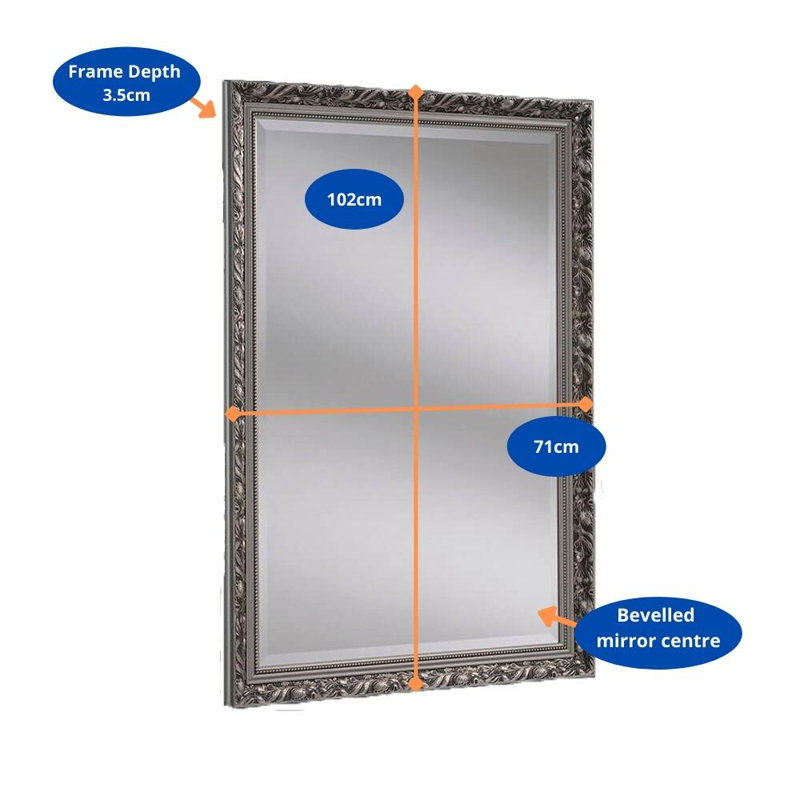 Middletown Wood Flat Wall Mirror, 86.5cm H x 61cm W, Silver
