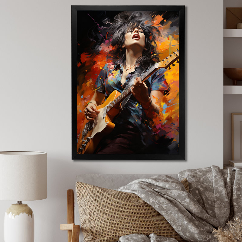 «Tymarion Boho Guitare Rockstars» sur toile, Cadre photo noir, H 20 po x l 12 po x P 1 po