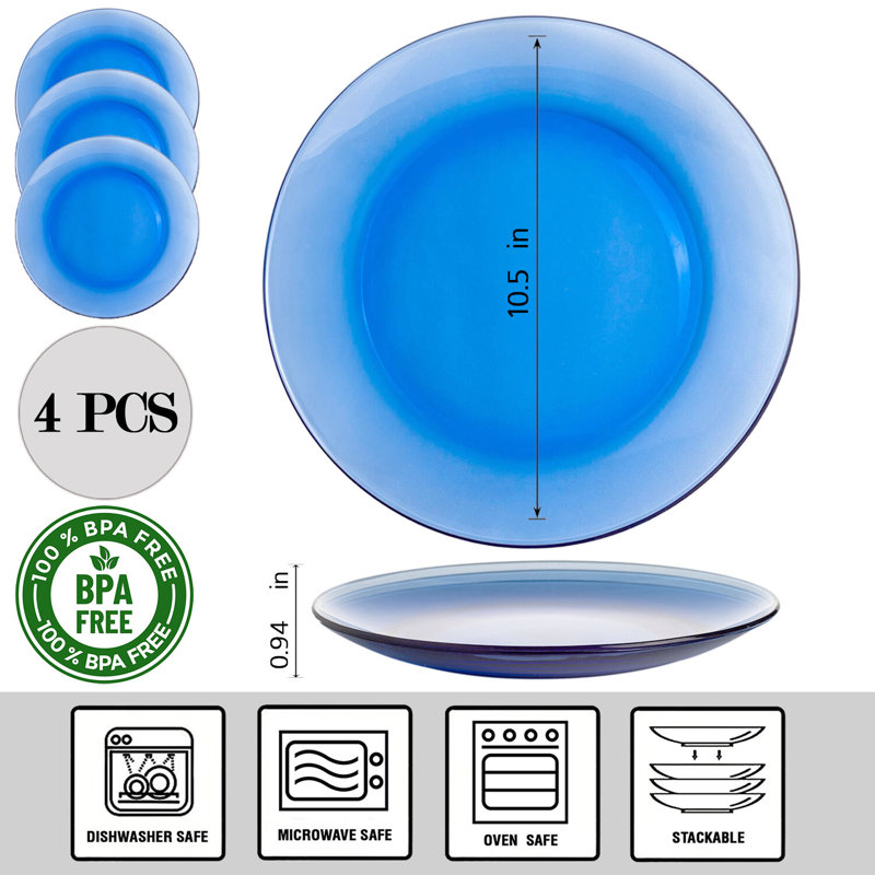 Assiette plate en verre Lakevia 10,63 po, Bleu