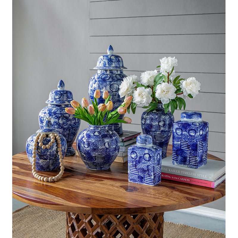 Pot gingembre en porcelaine Lansberry, H 19,7 po x l 10,2 po x P 10,2 po