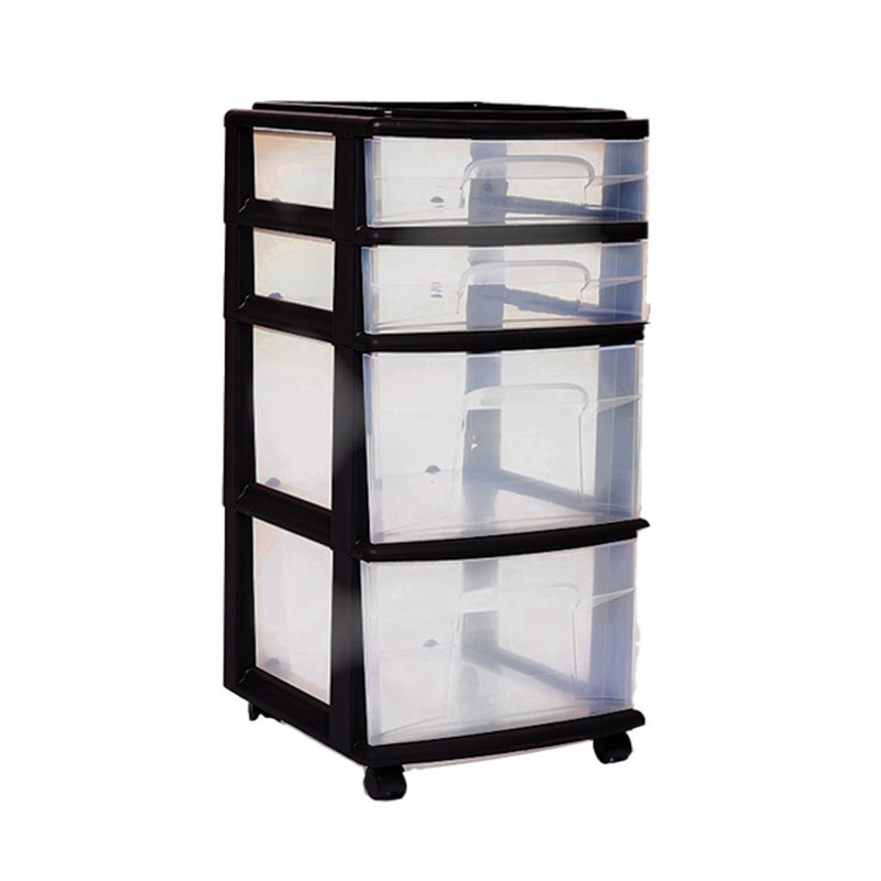 Commode de rangement 4 tiroirs Homz, Noir, Paquet de 1