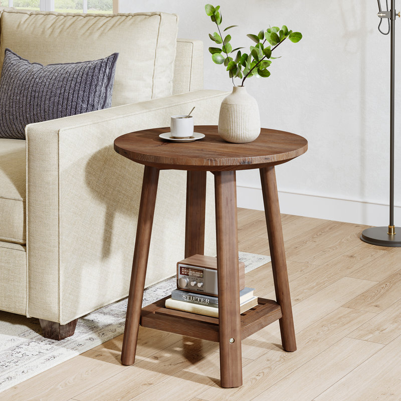 Table de bout en bois massif de 23,6 po de hauteur, 1