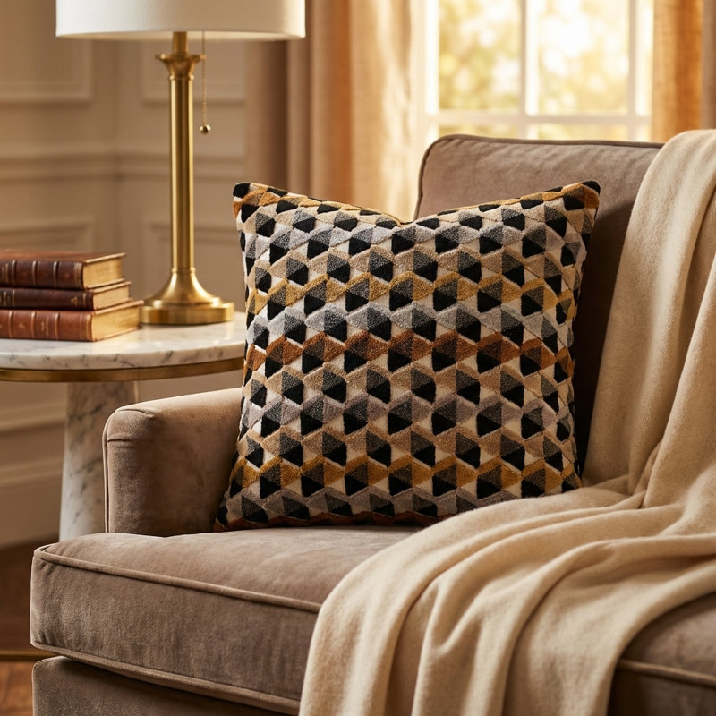 Oreiller géométrique Harmony, 20 po x 26 po, Vert / gris