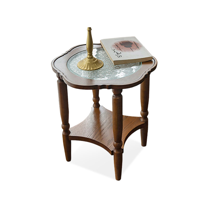 Modern Solid Wood + Glass End Table, 19.29" H x 17.72" W x 17.72" D