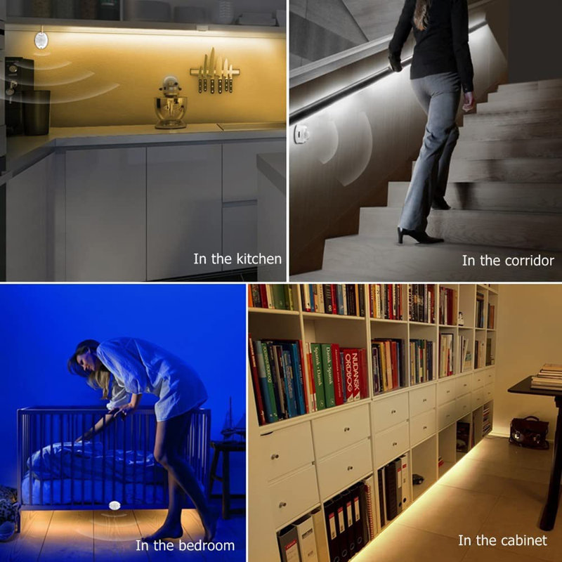 5FT Motion Activated Strip Light LED Night Light with Timer 6500K