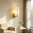 Rectangle Spanish Alabaster Wall Sconce Light 3-Color Selectable Brass LED Wall Mount Lamp