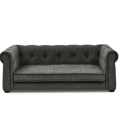 Comfortable Large Dog Bed, Elevated And , Modern Style, Dark Grey, Temperature-Regulating Mattress Grey Couch, For Pets, Tear