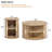 Mid-Century Coffee Table Set With Sliding Tambour Door, Round Fluted End Table With Storage, Golden Handle Tall & Low Side Table For Living Room, Set Of Two-503698852