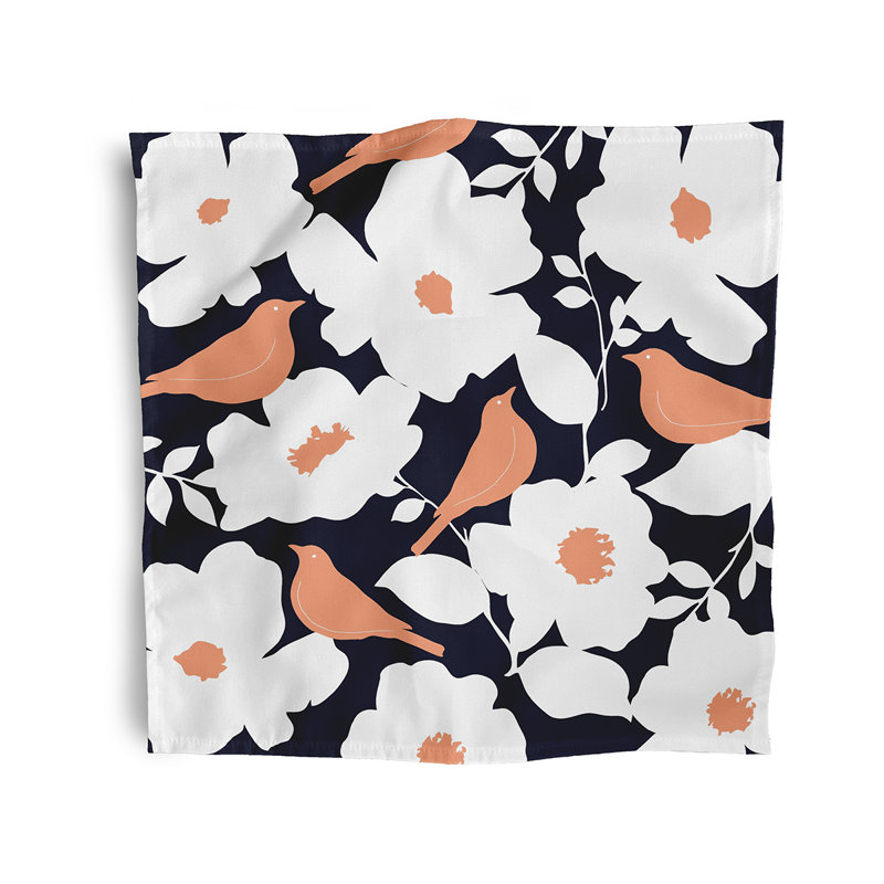 Ensemble de serviettes de table 4 pièces Franca Modfloral Print, Bleu marine