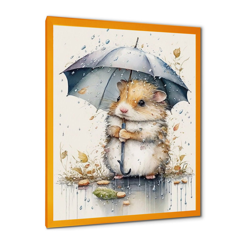 Parasol Hamster Rainy Day, H 20 po x l 12 po x P 1 po, Encadrement doré