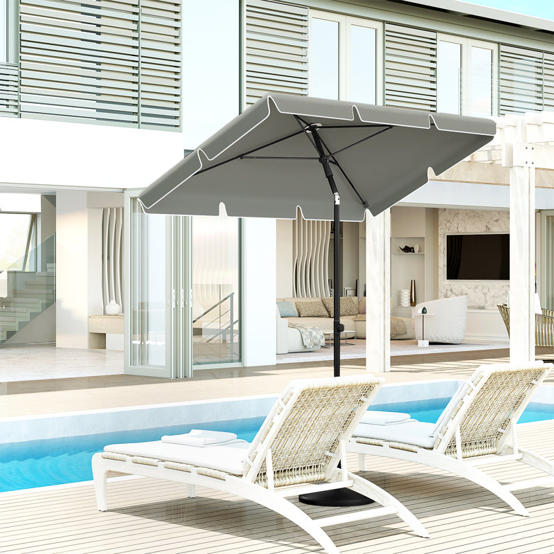 Novea 200cm X 120cm Rectangular Beach Parasol, Grey