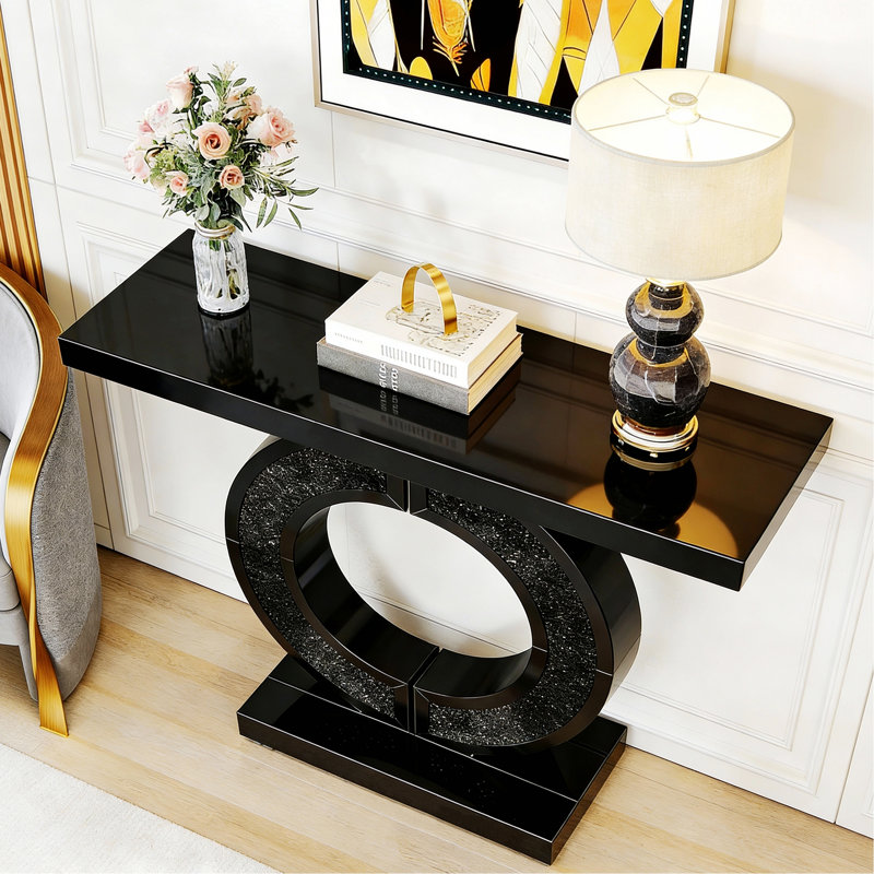 Table d'entrée, console miroir en forme de O, idéale pour le salon, le hall d'entrée ou le couloir.