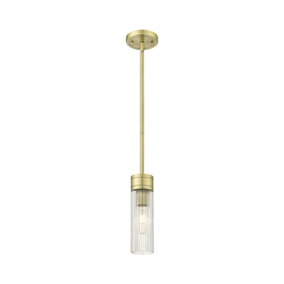 Ballston - Maliyah - Mini-luminaire suspendu 1 tige 3 po avec abat-jour H 8 po - Finition laiton brossé - Abat-jour tourbillon déco