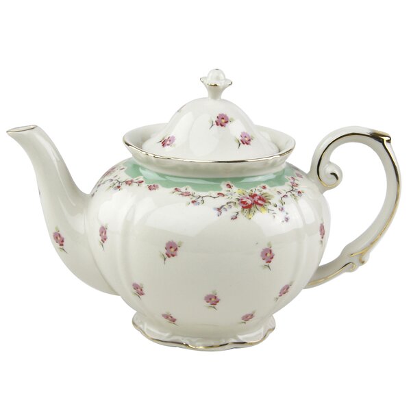 Canora Grey Small 2 Liter Ceramic Porcelain Teapot Tea Kettle with Floral  Design, 1.5 Lbs Not for Stove Top