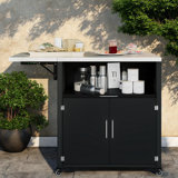 Versatile Outdoor Kitchen Island With Folding & Expandable Work Surfaces, A Spacious Storage Drawer, Cabinet And Lockable Wheels
