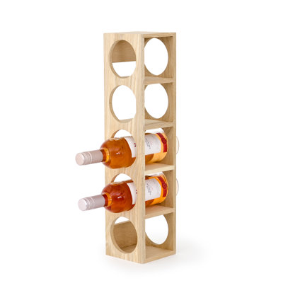 Menahan 5 Bottle Solid Wood Tabletop Wine Bottle Rack in Brown