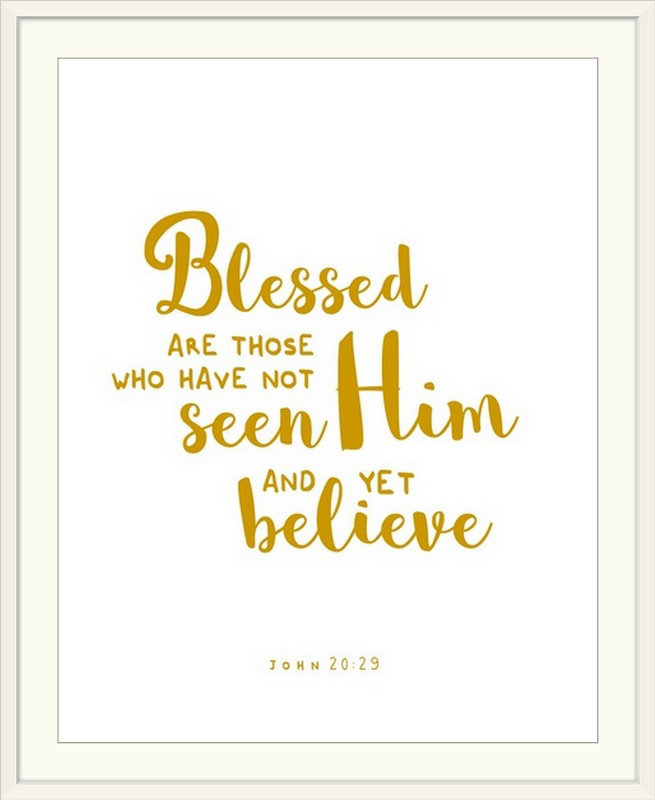 «John 20:29 - Scripture Art», art textuel, H 23 po x l 20 po x P 1 po, Cadre blanc