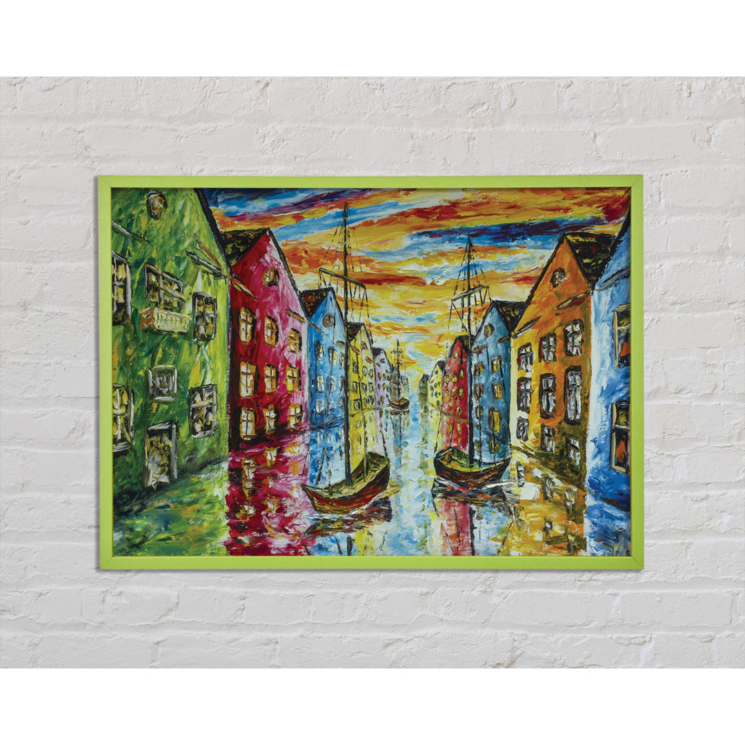 Admon The Sea Village Painted Two - Einzelner Bilderrahmen Kunstdrucke