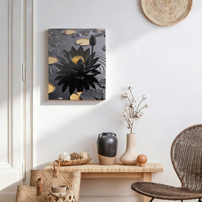 Cadre en bois 16 x 20 pouces (40 x 50 cm) avec ornement en toile Lotus Water