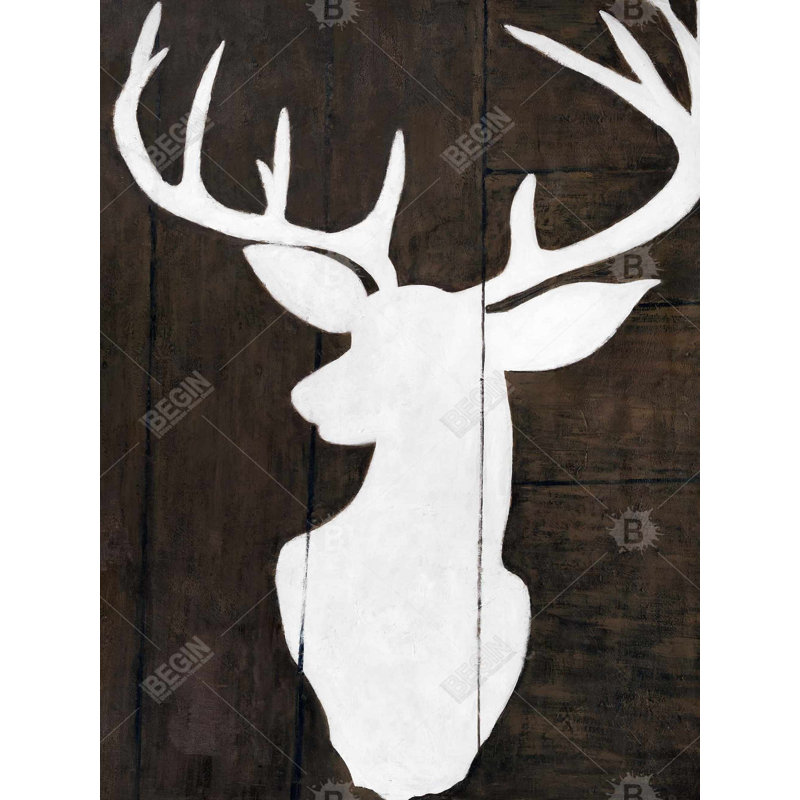 Silhouette d'un cerf sur bois - Toile animalière pour la décoration intérieure